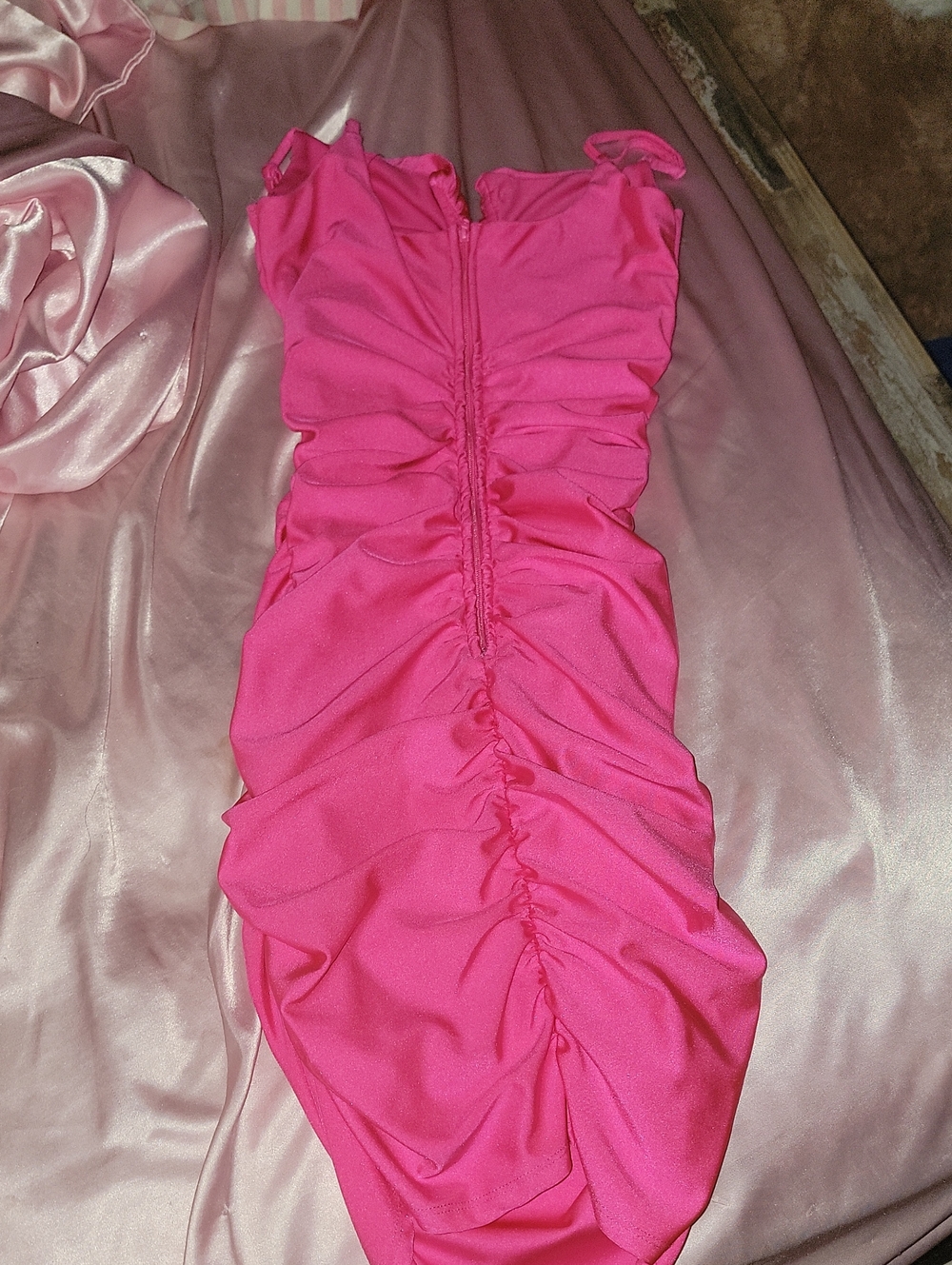 Pink Ruched Strap Dress - Picture 3 of 3